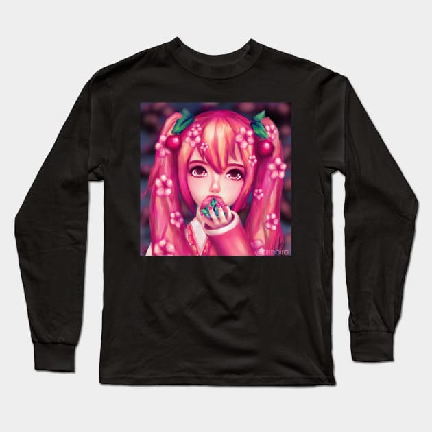 Sakura Hatsune Miku Mochi Long Sleeve T-Shirt by arinoiro